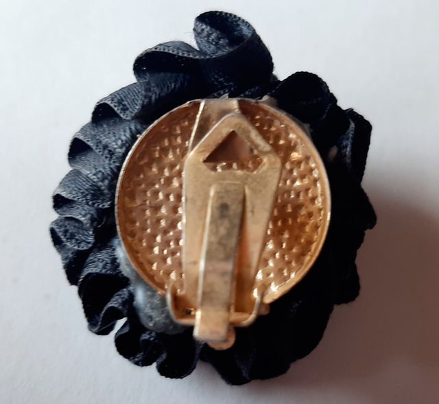 Orecchini A Clip Neri Anni 80 Vintage