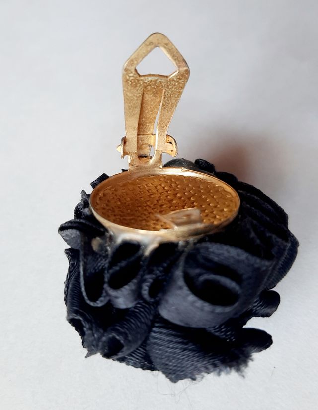 Orecchini A Clip Neri Anni 80 Vintage