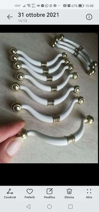set maniglie mobili cassetti ante bianco e oro