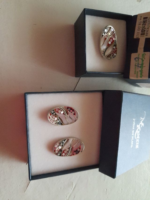 conjunto pendientes y sortija