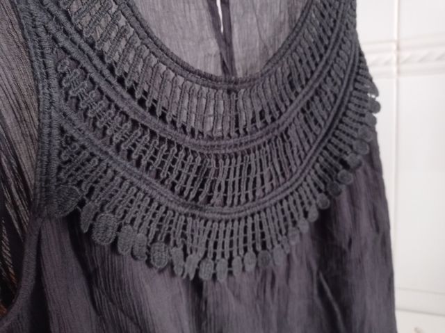 Top in chiffon nero, taglia S