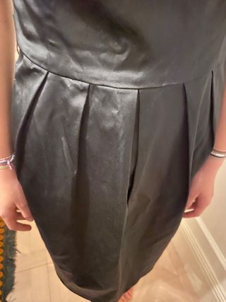 Precioso vestido negro fiesta raso talla S