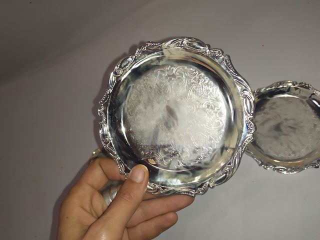 3 piatti placcati in argento