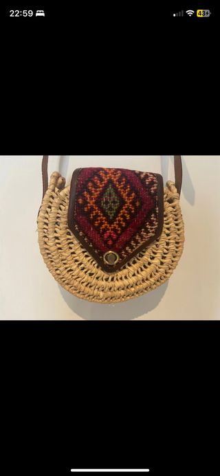 Bolso de rafia y cuero