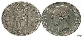 5 PESETAS 1871 PLATA 25 GRAMOS 38 MILIMETROS