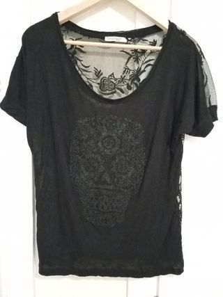 Camiseta calavera-flores T.S