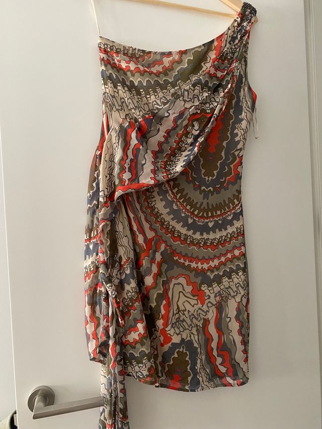 Vestido corto de gasa estampado