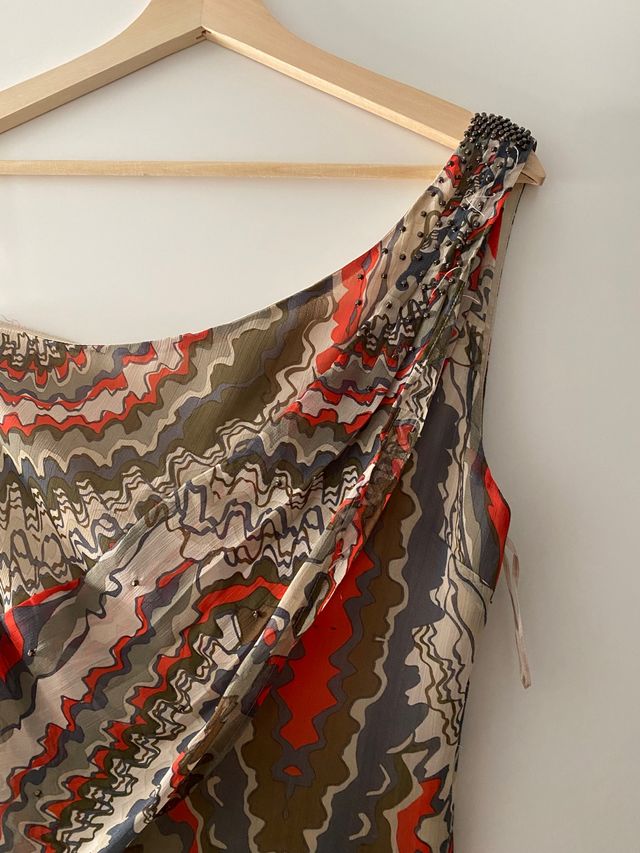 Vestido corto de gasa estampado