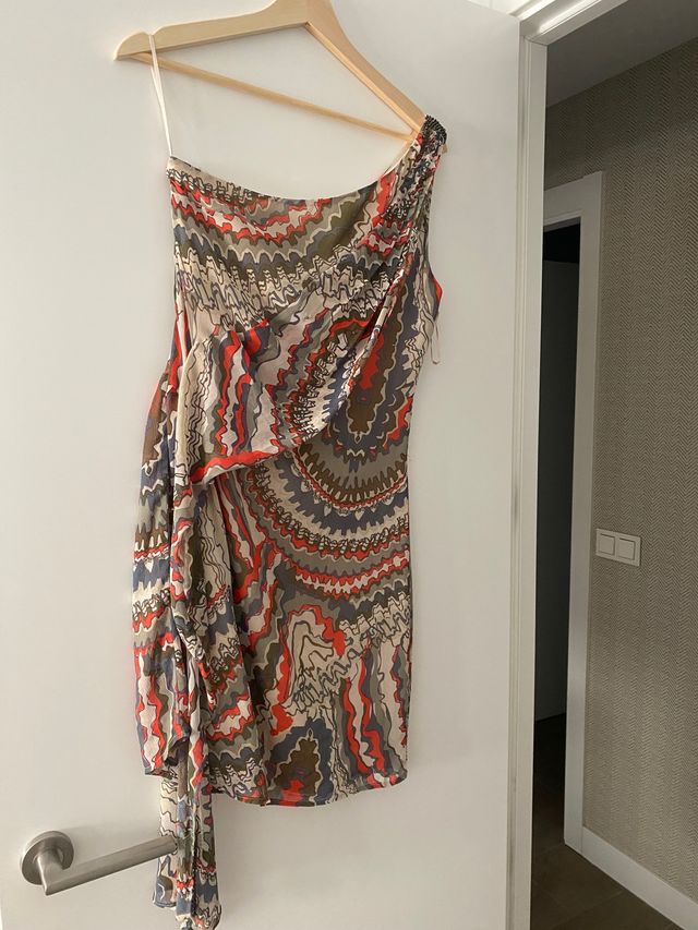 Vestido corto de gasa estampado