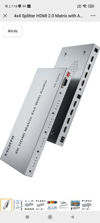 4x4 Splitter HDMI 2.0 Matrix with Audio Extractor 