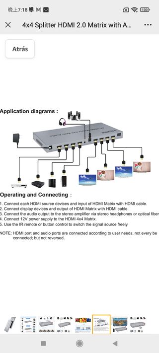 4x4 Splitter HDMI 2.0 Matrix with Audio Extractor 