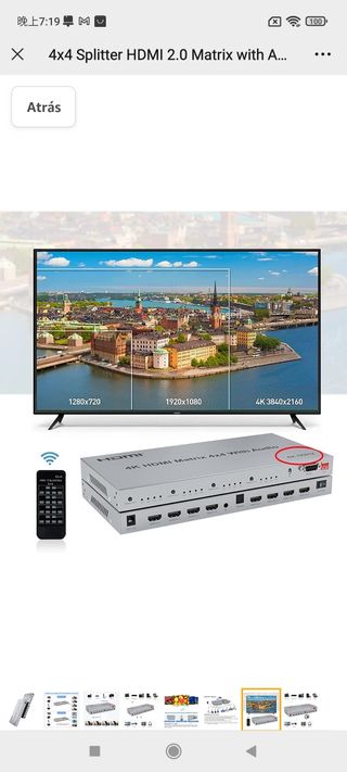 4x4 Splitter HDMI 2.0 Matrix with Audio Extractor 