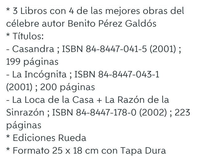 VENDO 3  LIBROS DE BENITO PEREZ GALDOS