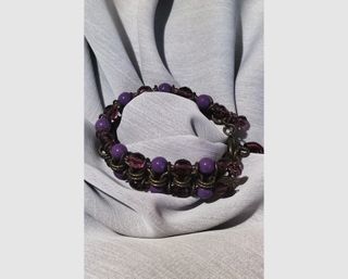 Bracciale pietre viola e maglie bronzo