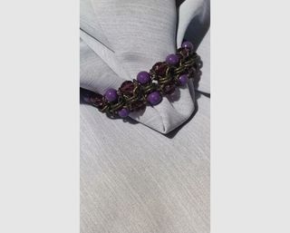 Bracciale pietre viola e maglie bronzo