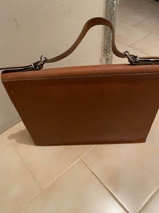 Cartera porta documentos de piel marrón_ocre