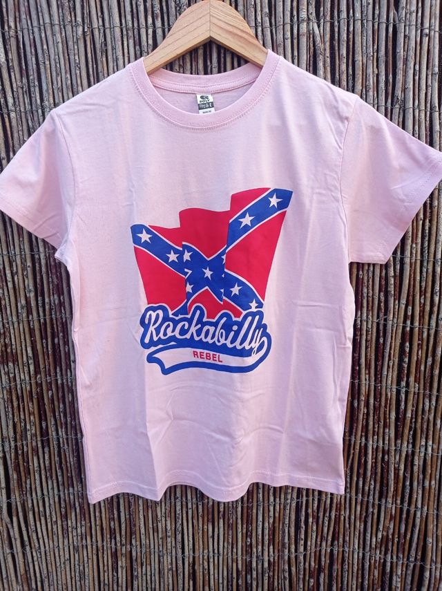 Pin up Rockabilly camiseta banderaConfederate Rosa