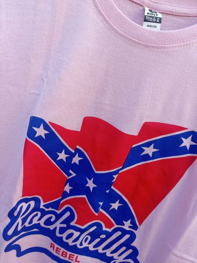 Pin up Rockabilly camiseta banderaConfederate Rosa