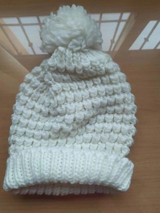 Gorro invierno mujer blanco lana