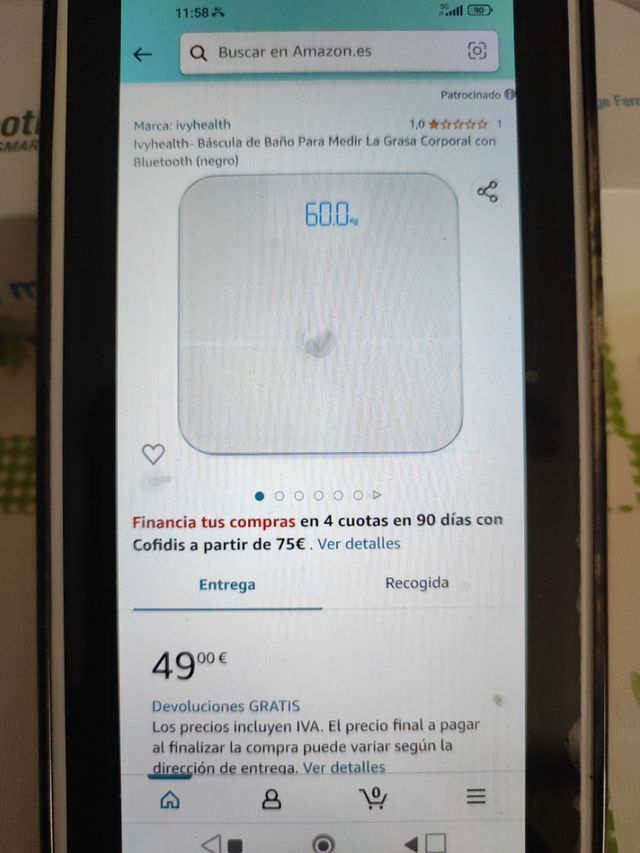 Bascula inalámbrica de análisis corporal