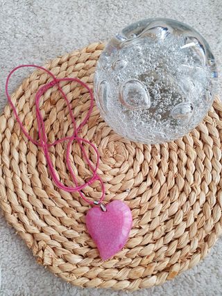 Collar corazón cuarzo rosa