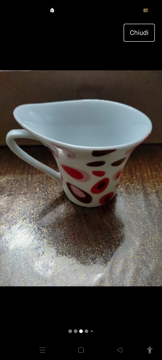 set piattini e tazzine da caffè forma ovale