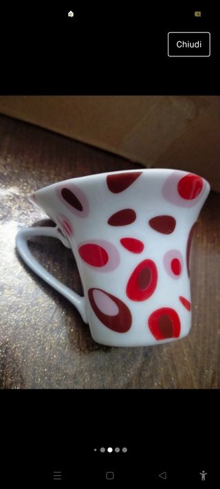 set piattini e tazzine da caffè forma ovale