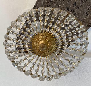 Antigua Lámpara techo Cristal roca Strass / bronce