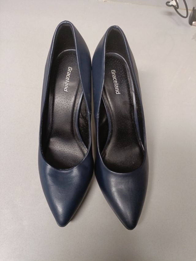zapatos mujer tacón azul marino
