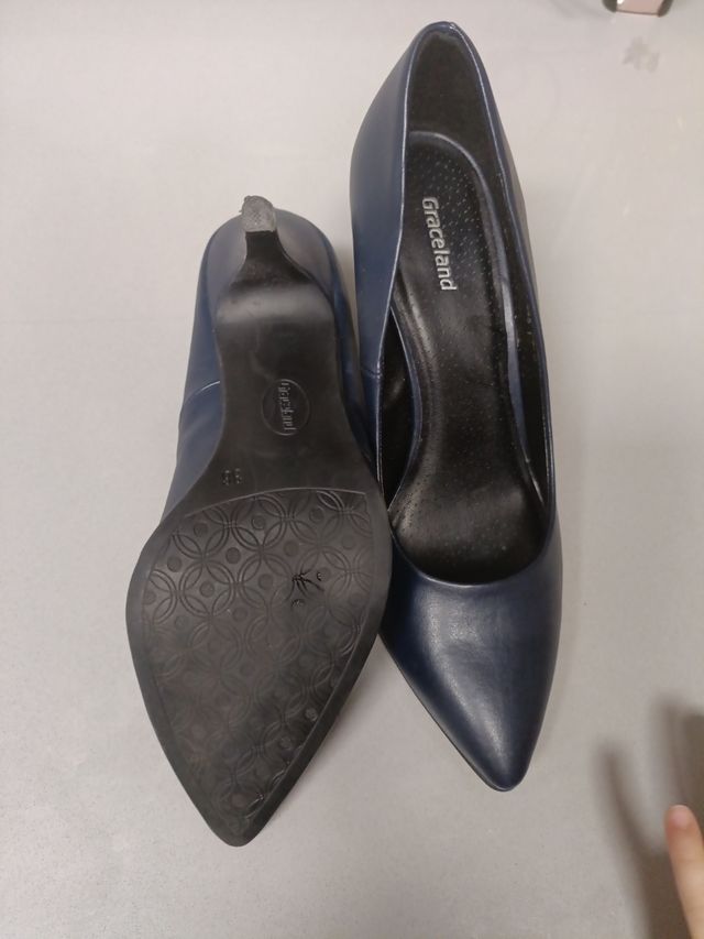 zapatos mujer tacón azul marino