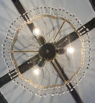 Antigua Lámpara techo Cristal roca Strass / bronce