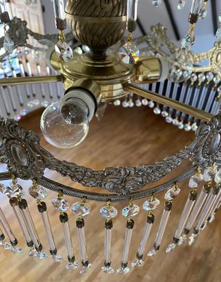 Antigua Lámpara techo Cristal roca Strass / bronce