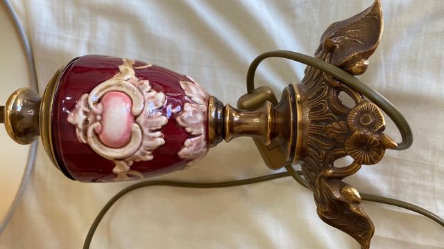 Conjunto lámparas porcelana y bronce antiguas