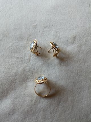 Conjunto pendientes y anillo oro 18k