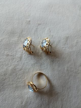 Conjunto pendientes y anillo oro 18k