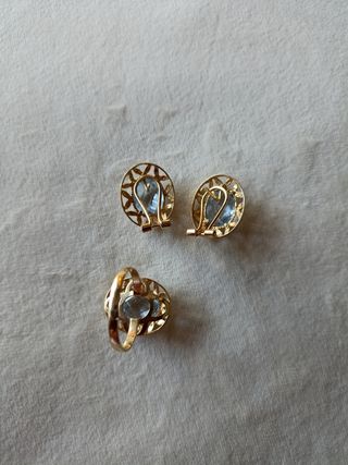 Conjunto pendientes y anillo oro 18k