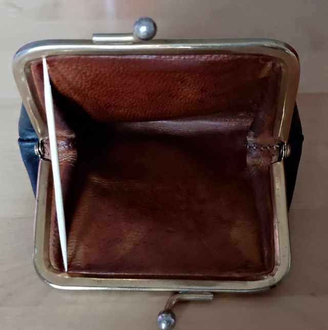 Portamonete vintage in vera pelle