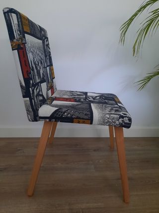 Silla tapizada con estampado New york