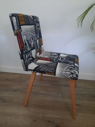Silla tapizada con estampado New york