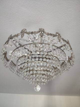 Lampara de metal y clistal
