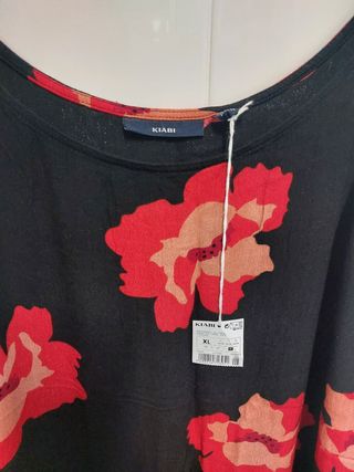 Vestido negro de flores T.XL