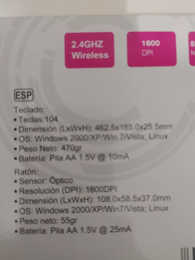 Teclado y ratón inalámbrico