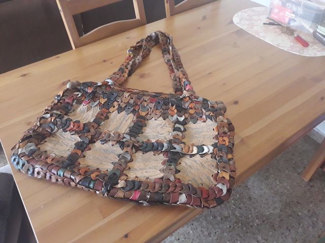 Bolso piel artesanal vintage