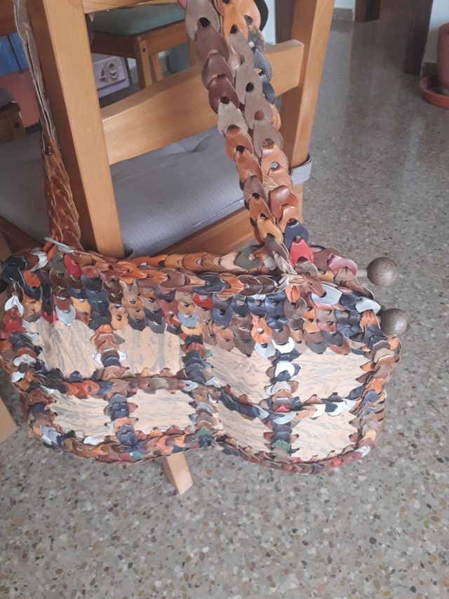 Bolso piel artesanal vintage