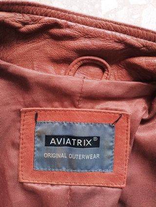 Cazadora motera cuero auténtico Aviatrix. XL mujer