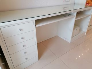 Mesa-escritorio cristal lacado blanco