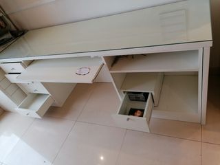 Mesa-escritorio cristal lacado blanco