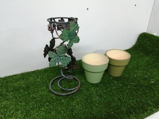 Soporte macetero hierro con 2 macetas
