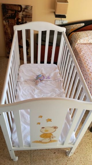 cuna de madera más colchon