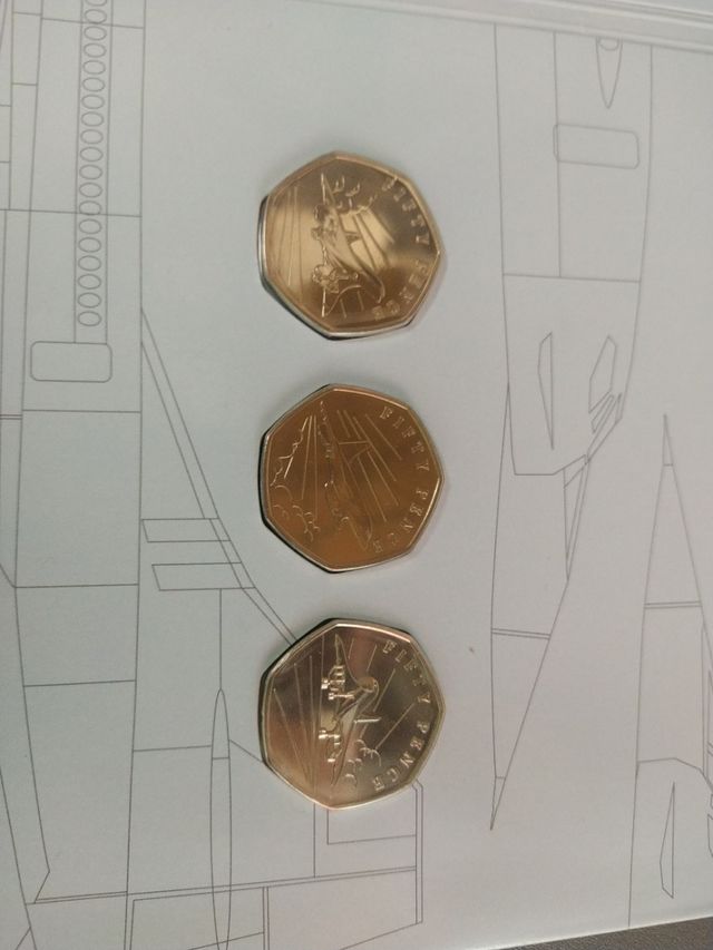 Conjunto de monedas 50p guernsey concorde 2019